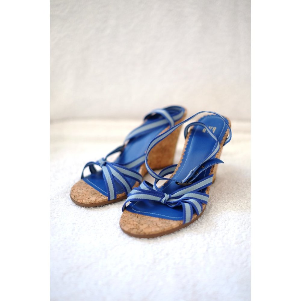 GAP RIBBON STRAPPY CORK WEDGE HEEL SANDAL Sz 6